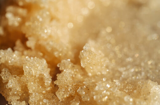 The texture of a shining scrub close-up. Solivs SUgar Scrub. Exfoliation